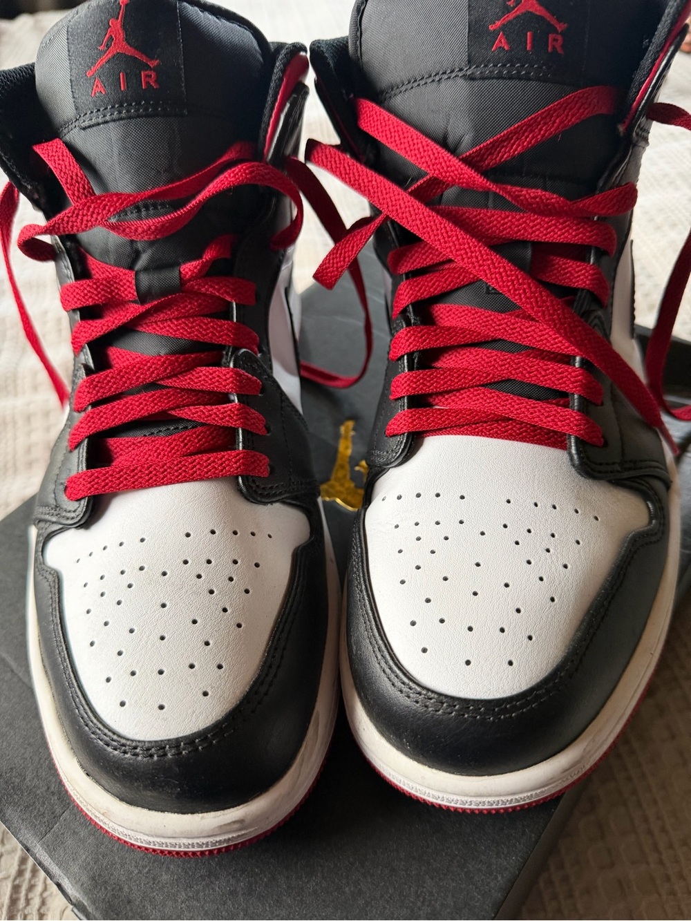 Jordan Men's Black White Red Air High-Top Sneakers